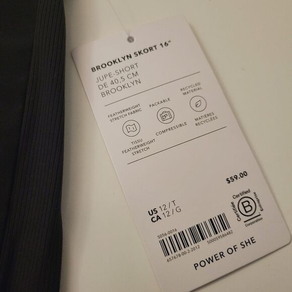 NEW TALL ATHLETA 12 SKORT ZIP POCKETS BLACK BROOKLYN TRAVEL SKIRT + SHORTS NWT - Picture 6 of 15